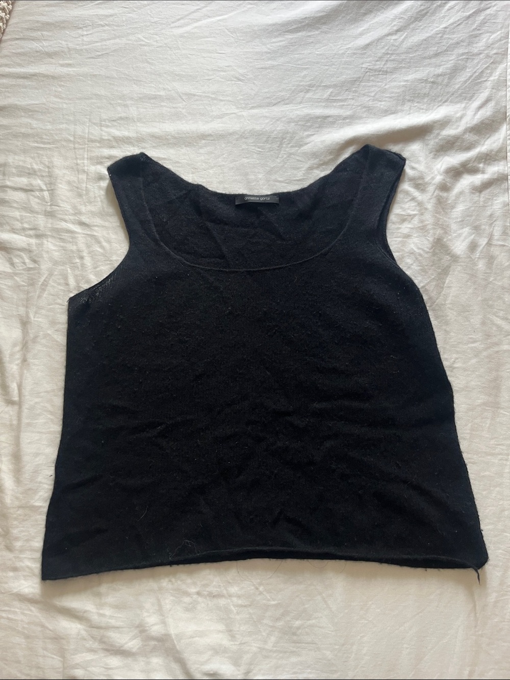 Annette Gortz Cashmere Black Sleeveless Knit Tank Top - Scoop Neck